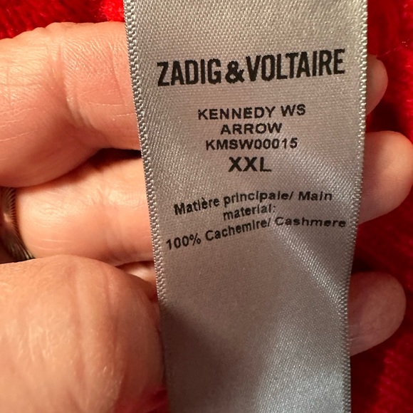 Zadig & Voltaire red cashmere sweater has a 498.00 price tag. - Picture 9 of 11